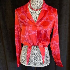 Bailey 44 Red ❤️‍🔥Heart Print Blouse